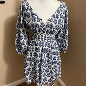 J. Crew V Neck Mini Dress XXS Boquet Block Print